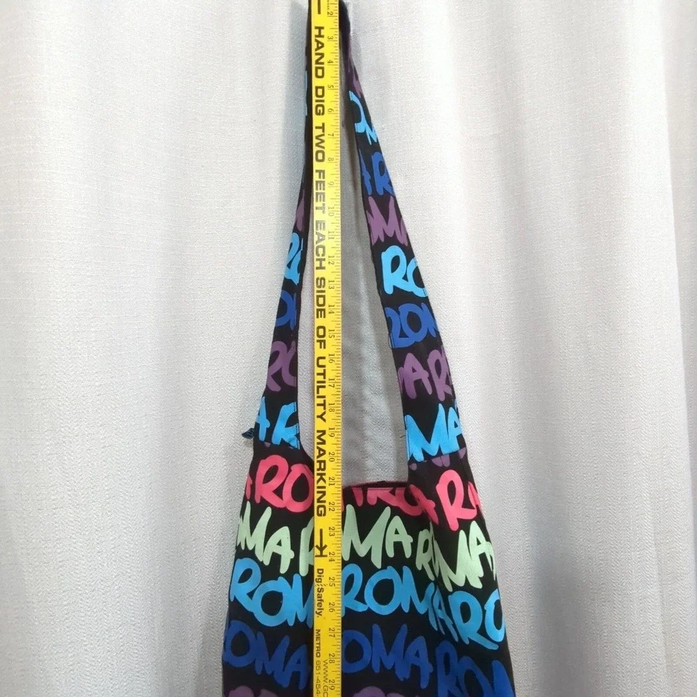 Robin Ruth City Bag Roma Rome Canvas Hobo Tote Bag Black Rainbow‎